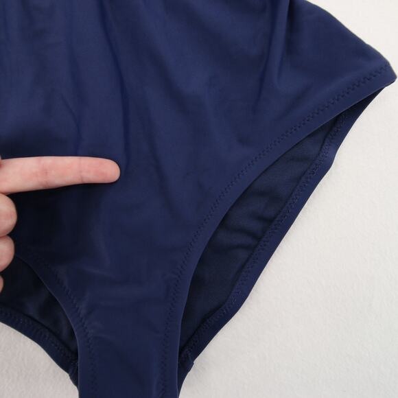 Mossimo One Piece Swimsuit Navy Blue Lace Up Front Scoop Neck Tank Straps S - Picture 4 of 13